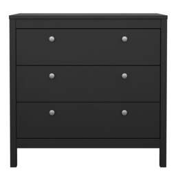 Rackhams Madrid Chest 3 drawers in Matt Black - Black - Matt - Melamine - thumbnail 2