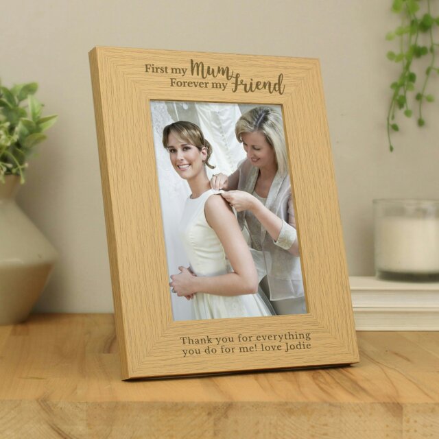 Rackhams Personalised First My Mum Forever My Friend 5x7 Oak Finish Photo Frame - image 1