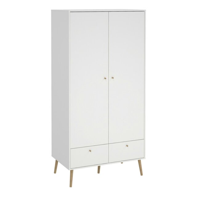 Rackhams Cumbria Wardrobe with 2 Doors + 2 Drawers White - White - Malemine - 1 - image 1