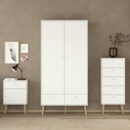 Rackhams Cumbria Wardrobe with 2 Doors + 2 Drawers White - White - Malemine - 1 - thumbnail 6