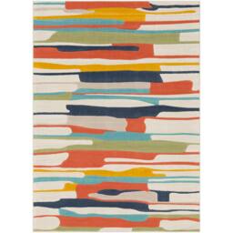 Rackhams City-Modern Orange Yellow Grey Graphic Rug - 80 x 150 cm - thumbnail 3