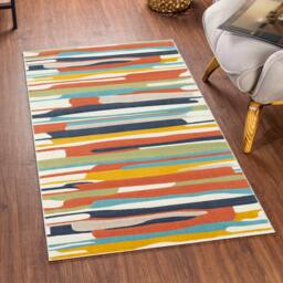 Rackhams City-Modern Orange Yellow Grey Graphic Rug - 80 x 150 cm - thumbnail 1