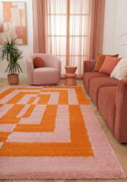 Rackhams Joli Geometric Orange & Pink Rug - 200X290 cm - thumbnail 2