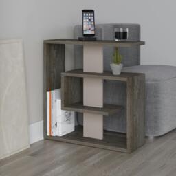 Rackhams Saly Modern 3-Tier Compact Side Table with Storage Shelves 57cm - White - thumbnail 4