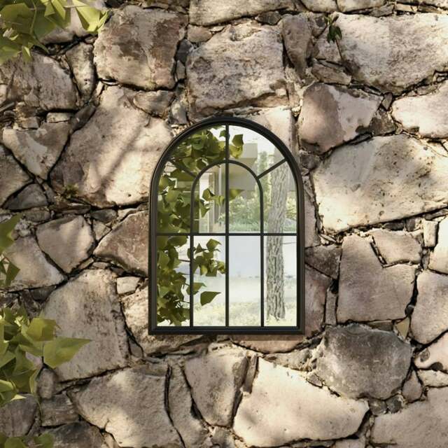 Rackhams Garden Mirror Black 60x45 cm Iron for Outdoor Use