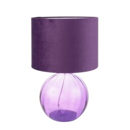 Rackhams Contemporary Deep Purple Ribbed Glass Table Lamp with Soft Velvet Fabric Shade - thumbnail 4