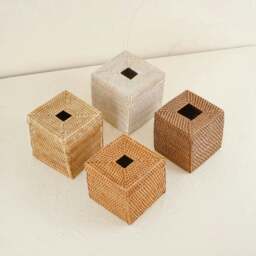 Rackhams Square Rattan Tissue Cover - Wicker Tissue Boxes - Natural - thumbnail 2