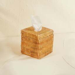 Rackhams Square Rattan Tissue Cover - Wicker Tissue Boxes - Natural