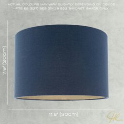 Rackhams Navy Midnight Blue Lamp Shade in Linen Fabric with Gold Resin Inner - thumbnail 6