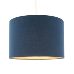 Rackhams Navy Midnight Blue Lamp Shade in Linen Fabric with Gold Resin Inner - thumbnail 2