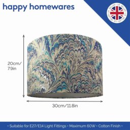 Rackhams Contemporary and Vivid Peacock Print Table/Pendant Lamp Shade in Soft Cotton - thumbnail 5