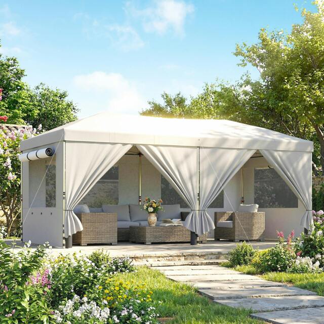 Rackhams 3 x 6 m Pop Up Gazebo, UPF50+ Wedding Party Tent Marquee - 590 x 297 x 285 cm - White - Pop Up Gazebo - image 1