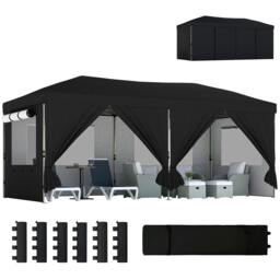 Rackhams 3 x 6 m Pop Up Gazebo, UPF50+ Wedding Party Tent Marquee - 590 x 297 x 285 cm - White - Pop Up Gazebo - thumbnail 3