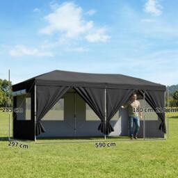 Rackhams 3 x 6 m Pop Up Gazebo, UPF50+ Wedding Party Tent Marquee - 590 x 297 x 285 cm - White - Pop Up Gazebo - thumbnail 4