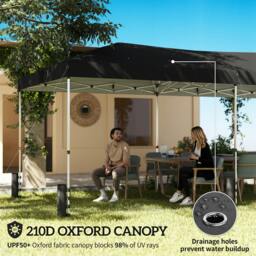 Rackhams 3 x 6 m Pop Up Gazebo, UPF50+ Wedding Party Tent Marquee - 590 x 297 x 285 cm - White - Pop Up Gazebo - thumbnail 5