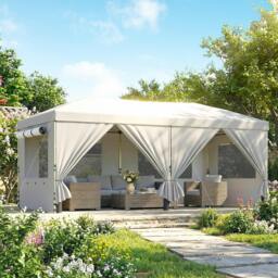 Rackhams 3 x 6 m Pop Up Gazebo, UPF50+ Wedding Party Tent Marquee - 590 x 297 x 285 cm - White - Pop Up Gazebo