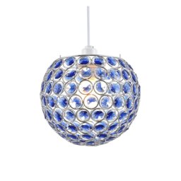 Rackhams Modern Round Globe Easy Fit Pendant Shade with Small Blue Acrylic Bead Jewels - thumbnail 2