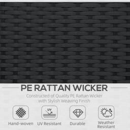 Rackhams Single Seater Rattan Chair Sofa with 10 cm Thick Padded Cushion, All-Weather PE Wicker Weave Garden Armchair with Armrests, Black - thumbnail 4