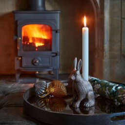 Rackhams Cast Aluminium Hare Candle Holder - Antique Copper - thumbnail 4