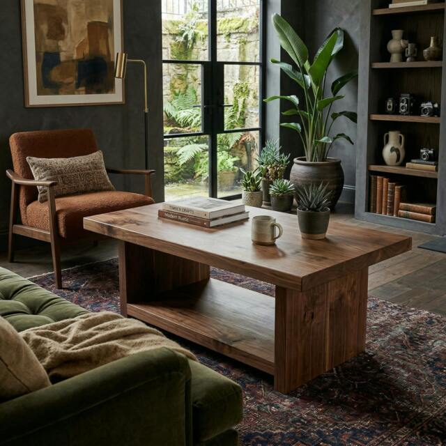 Rackhams Framed Storage Coffee Table - 140cm - Wide - 80cm - Walnut