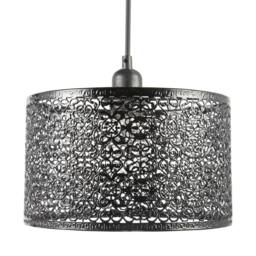 Rackhams Ornate Moroccan Style Decorated Black Gloss Metal Pendant Lamp Shade - thumbnail 4