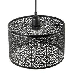Rackhams Ornate Moroccan Style Decorated Black Gloss Metal Pendant Lamp Shade - thumbnail 3