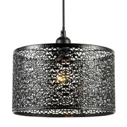 Rackhams Ornate Moroccan Style Decorated Black Gloss Metal Pendant Lamp Shade - thumbnail 2
