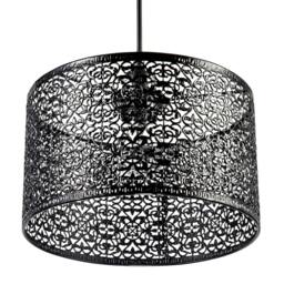 Rackhams Ornate Moroccan Style Decorated Black Gloss Metal Pendant Lamp Shade - thumbnail 5