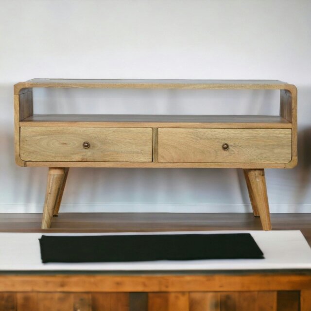 Rackhams Solid Wood Curved Oak-ish Media Unit - image 1
