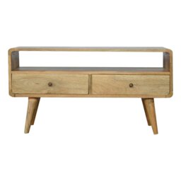 Rackhams Solid Wood Curved Oak-ish Media Unit - thumbnail 2