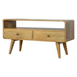 Rackhams Solid Wood Curved Oak-ish Media Unit - thumbnail 3