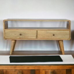 Rackhams Solid Wood Curved Oak-ish Media Unit