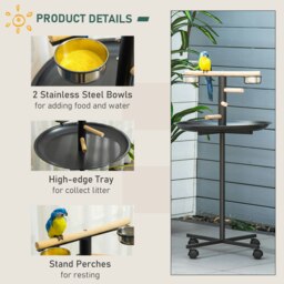 Rackhams Metal Bird Table Play Stand, Bird Feeder Station with Wheels Feeding Bowl - thumbnail 4