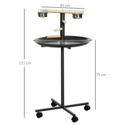 Rackhams Metal Bird Table Play Stand, Bird Feeder Station with Wheels Feeding Bowl - thumbnail 5