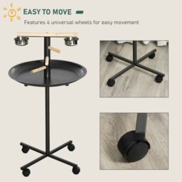 Rackhams Metal Bird Table Play Stand, Bird Feeder Station with Wheels Feeding Bowl - thumbnail 3