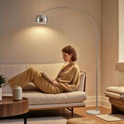 Rackhams Arc Floor Lamp for Living Room, Free Standing Tall Lamp - Black - 100L x 26W x 167H cm - thumbnail 6