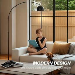 Rackhams Arc Floor Lamp for Living Room, Free Standing Tall Lamp - Black - 100L x 26W x 167H cm - thumbnail 4