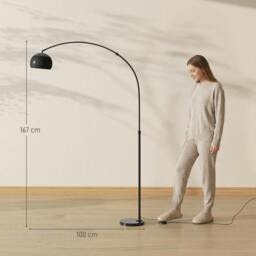 Rackhams Arc Floor Lamp for Living Room, Free Standing Tall Lamp - Black - 100L x 26W x 167H cm - thumbnail 3