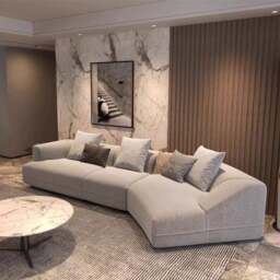 Rackhams Hoshi Two Seater, Three Seater, Curved Sofa, Linen - Three Seater 220cm - thumbnail 2