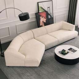 Rackhams Hoshi Two Seater, Three Seater, Curved Sofa, Linen - Three Seater 220cm - thumbnail 3