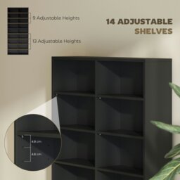 Rackhams 640 CD Storage Unit 360 DVD Storage Tower w/ 18 Compartments Black - Black - thumbnail 5