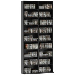 Rackhams 640 CD Storage Unit 360 DVD Storage Tower w/ 18 Compartments Black - Black - thumbnail 2