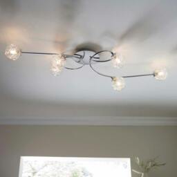 Rackhams Jaymie 6-Light Chrome Semi-Flush Ceiling Light - thumbnail 1