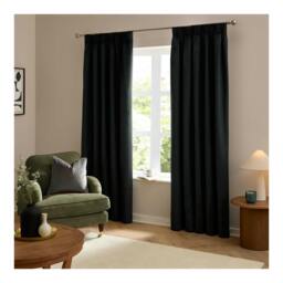 Rackhams Ultimate Velvet Pencil Pleat Curtains - Black - 168cm x 183cm - Black - 100% Polyester