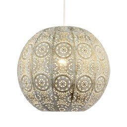 Rackhams Spherical Vintage Moroccan Pendant Lamp Shade in Brushed Cream Gold - thumbnail 2