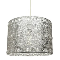 Rackhams Antique Silver Acrylic Gem Moroccan Style Chandelier Pendant Light Shade Fitting - thumbnail 2