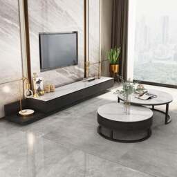 Rackhams Gibs Nesting Coffee Table With TV Stand Set, Sintered Stone - Grey - 60cm+80cm - NO TV Stand - thumbnail 3