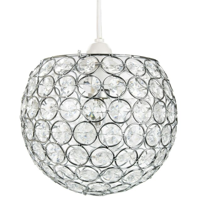 Rackhams Modern Round Globe Easy Fit Pendant Shade with Small Transparent Acrylic Beads - image 1