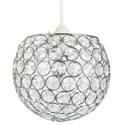 Rackhams Modern Round Globe Easy Fit Pendant Shade with Small Transparent Acrylic Beads - thumbnail 1