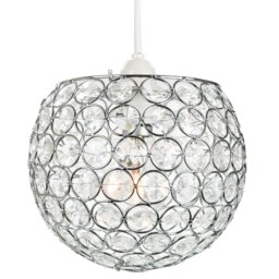 Rackhams Modern Round Globe Easy Fit Pendant Shade with Small Transparent Acrylic Beads - thumbnail 2